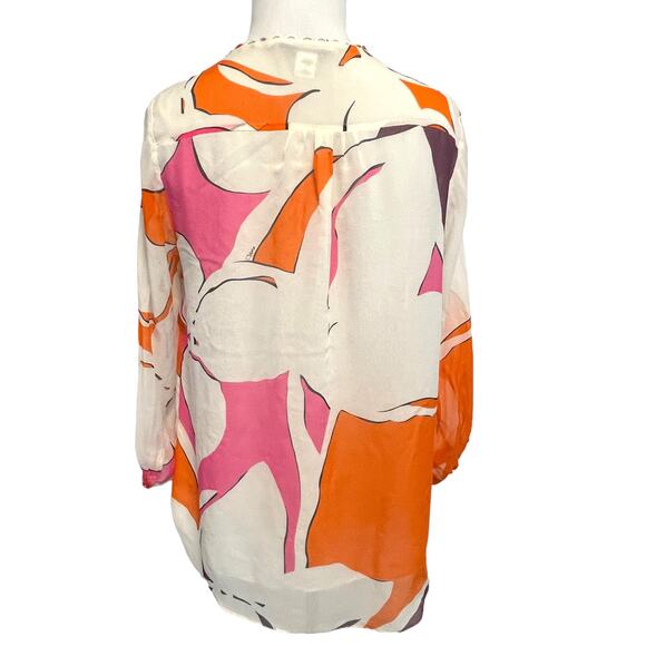 Diane Von Furstenberg DVF Camden Silk Top Womens Size 4 Floral Career Blouse - Picture 5 of 8